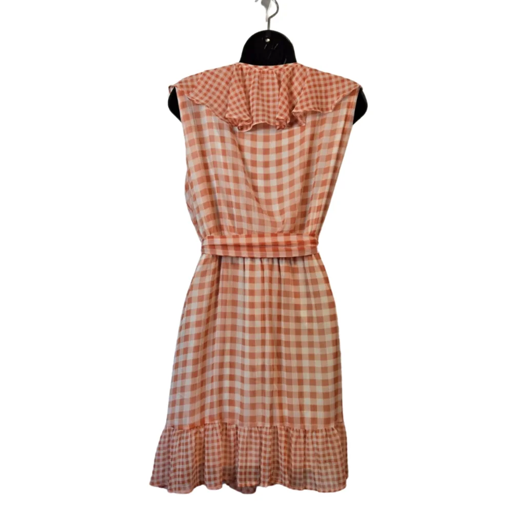 Gingham Ruffle Wrap Dress - Orange - Picture 5 of 8